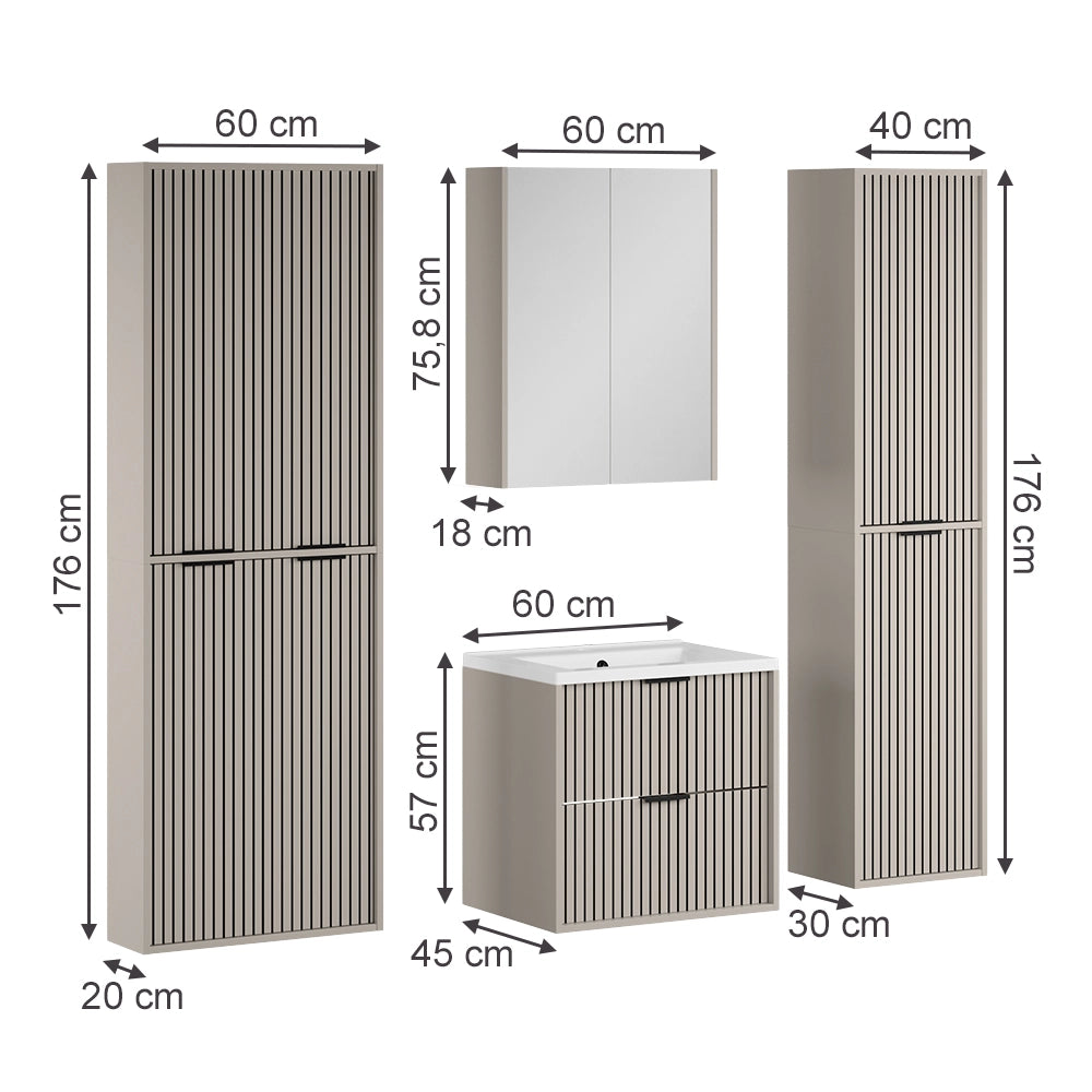 Vicco Set di mobili da bagno Cachemire 5 parti