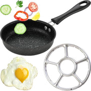 Piatto da pancake, acciaio inossidabile, mini-pan, piccolo, 14 cm, mini-fry pan, ghisa, mini-fry pan, smalto antiaderente, mini-pan, smalto antiaderente, con supporto per forno a gas per uova strapazzate, uova strapazzate, campeggio
