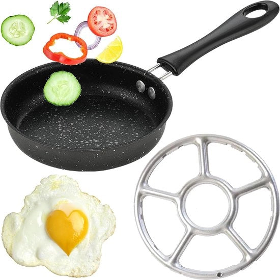 Piatto da pancake, acciaio inossidabile, mini-pan, piccolo, 14 cm, mini-fry pan, ghisa, mini-fry pan, smalto antiaderente, mini-pan, smalto antiaderente, con supporto per forno a gas per uova strapazzate, uova strapazzate, campeggio