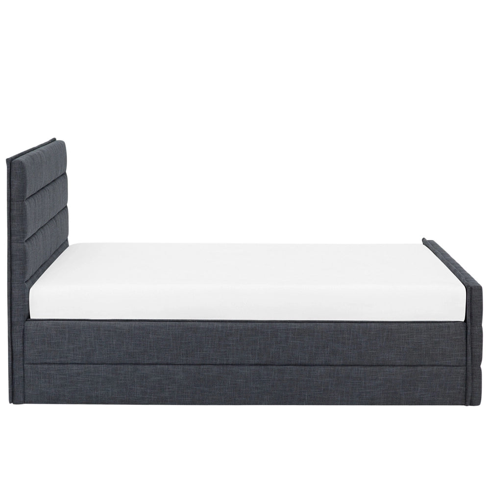 Letto Imbottito in Tessuto Grigio Scuro Rete a Doghe 160 x 200 cm