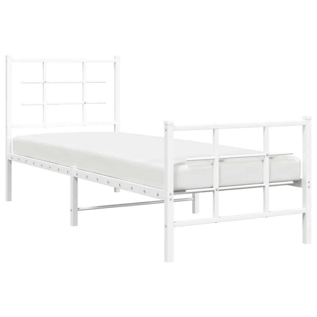 Giroletto con Testiera e Pediera Metallo Bianco 80x200 cm 355619