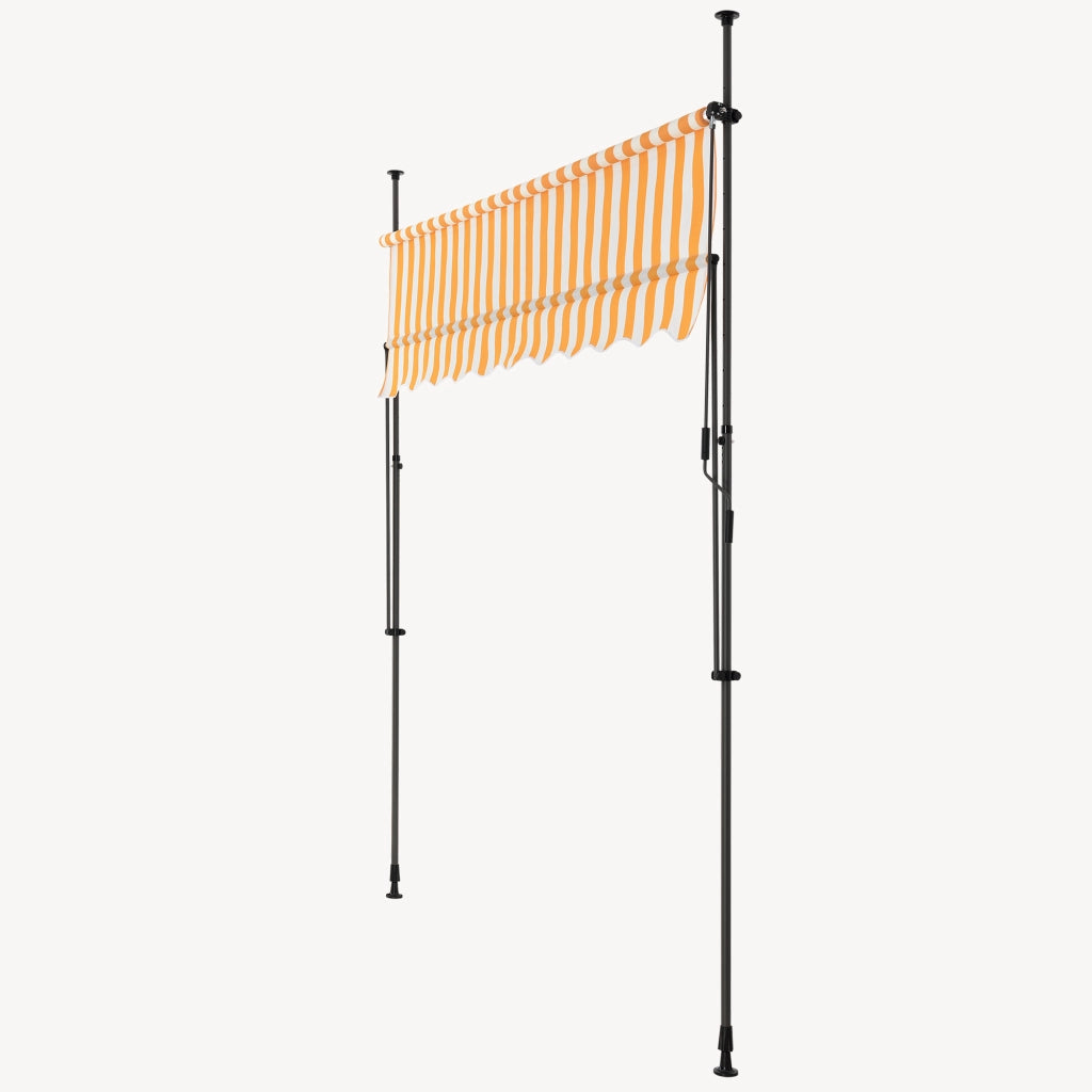 Tenda da Sole a Muro con Pali di Supporto Telescopici Parasole 200 x 120 cm (LxP) Giallo-Bianco pro.tec