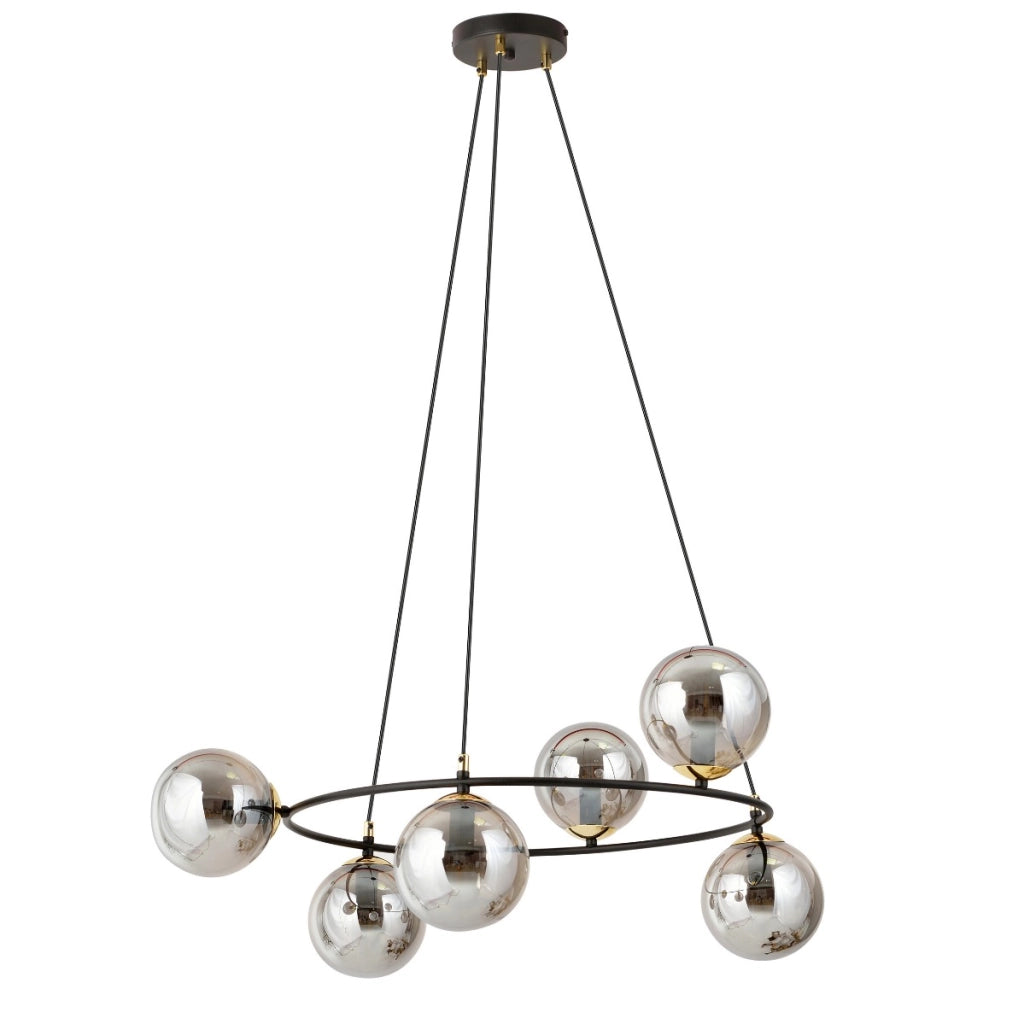 Lampadario sospeso Emibig Azura 6 luci nero grafite