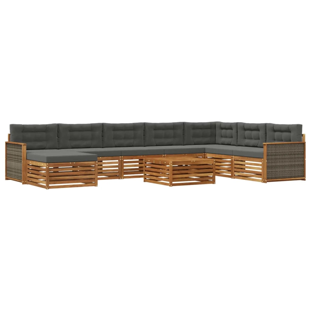 Set di divani da esterno 9 pz Naturale e Antracite 3383740