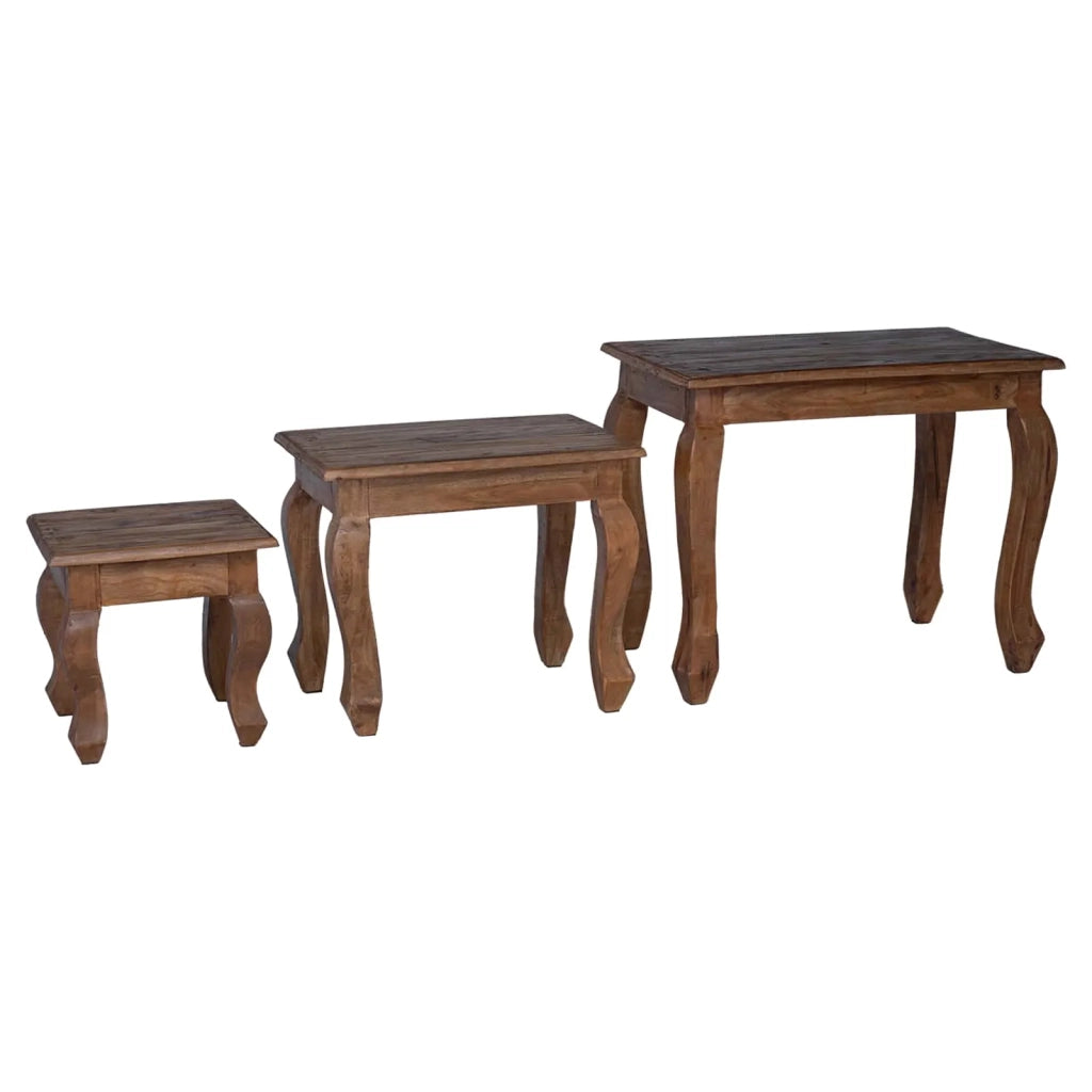 Tavolo Nesting 3 pz Marrone Legno massello di mogano CFW6572611