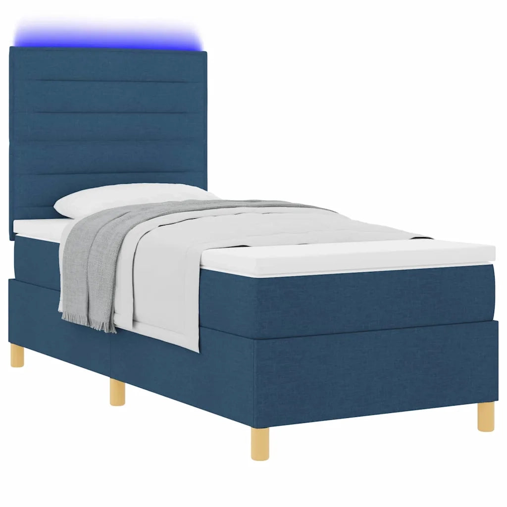 Letto a Sorgente LED con materasso Blu 90 x 190 cm Tessuto 3342990