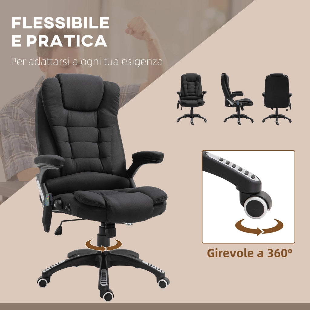 Sedia da Ufficio Massaggiante e Riscaldata ¨C zephmum ¨C Nero