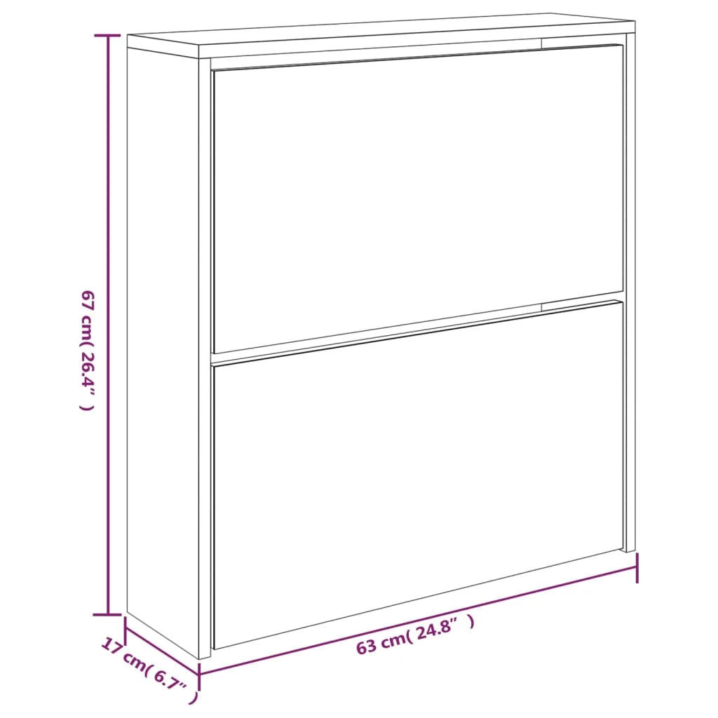 Scarpiera mobile contenitore per scarpe mobile ingresso/corridoio/soggiorno con specchio 2 ripiani finitura lucida 63 x 17 x 67 cm bianco 02_0021880