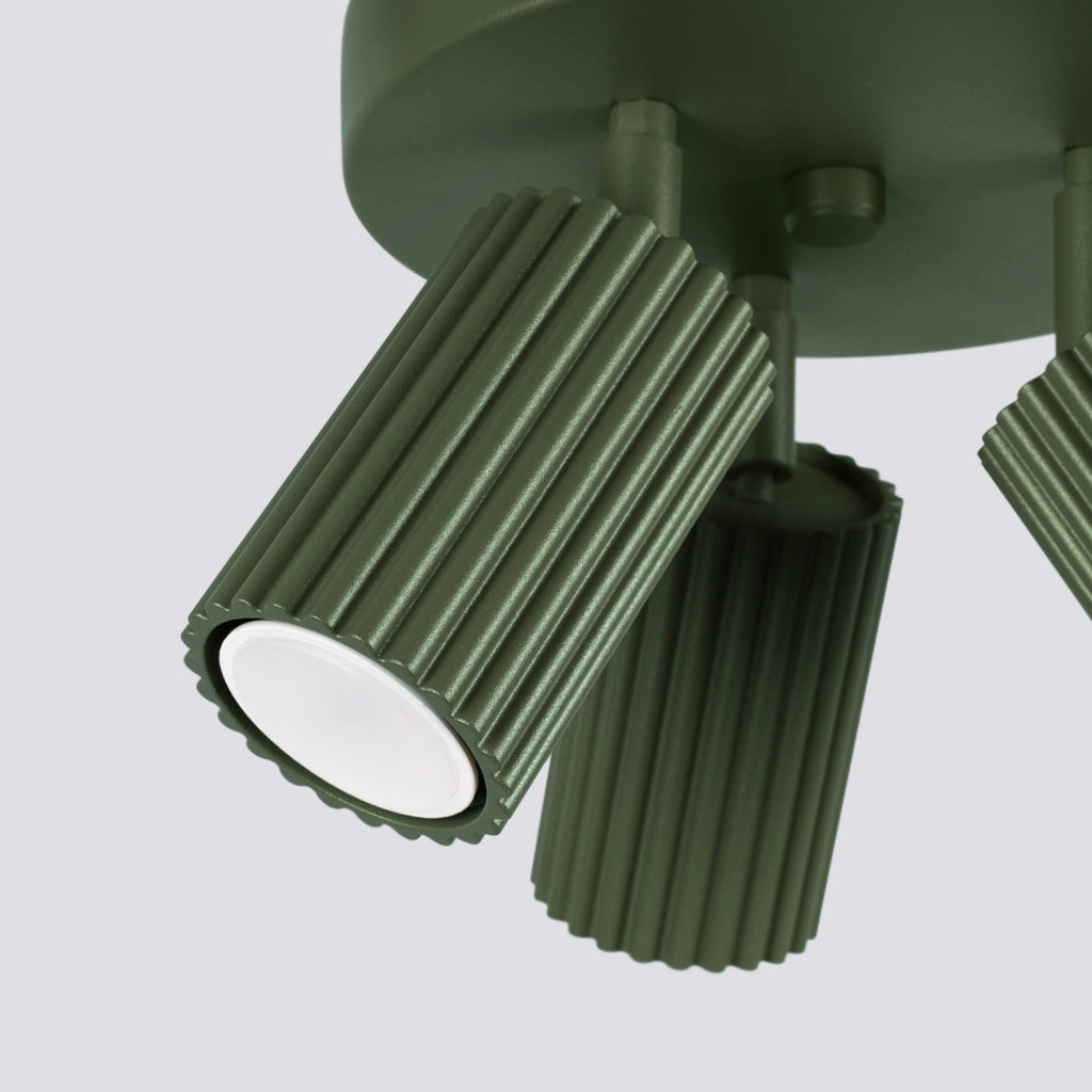 Plafoniera moderna verde oliva Ø20 3xGU10 in alluminio