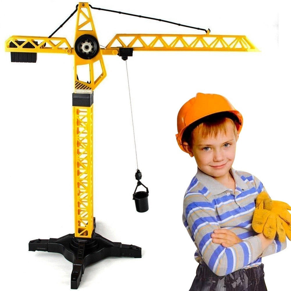 Trade Shop - Gru Cantiere Giocattolo Per Bambini Con Rotazione E Sollevamento 57cm -