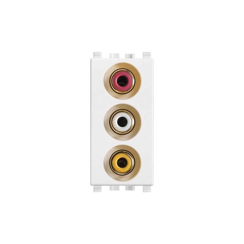 20335.B Presa con 3 Connettori Rca Bianco Eikon