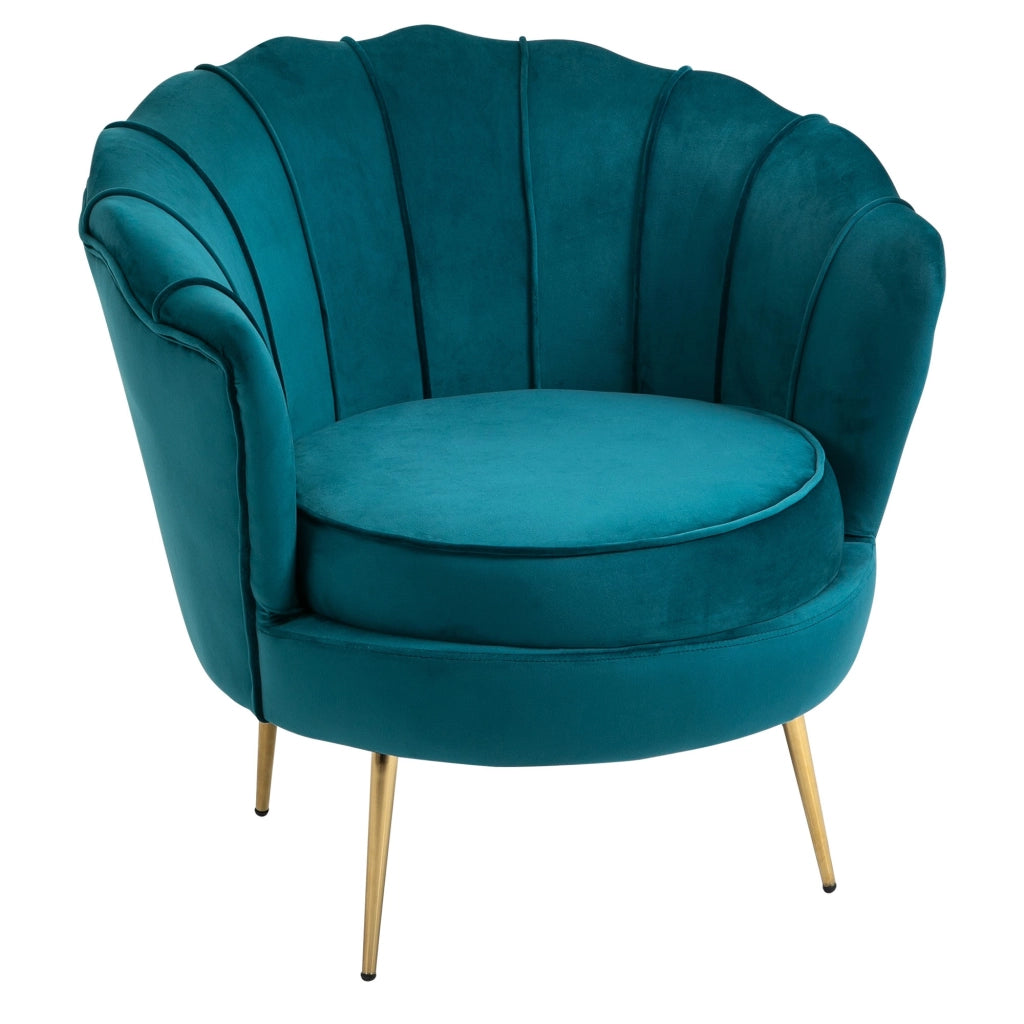 EasyComfort Poltrona di Design Stile Vintage Imbottita in Velluto, 79x77x77cm, Verde Petrolio