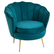 EasyComfort Poltrona di Design Stile Vintage Imbottita in Velluto, 79x77x77cm, Verde Petrolio