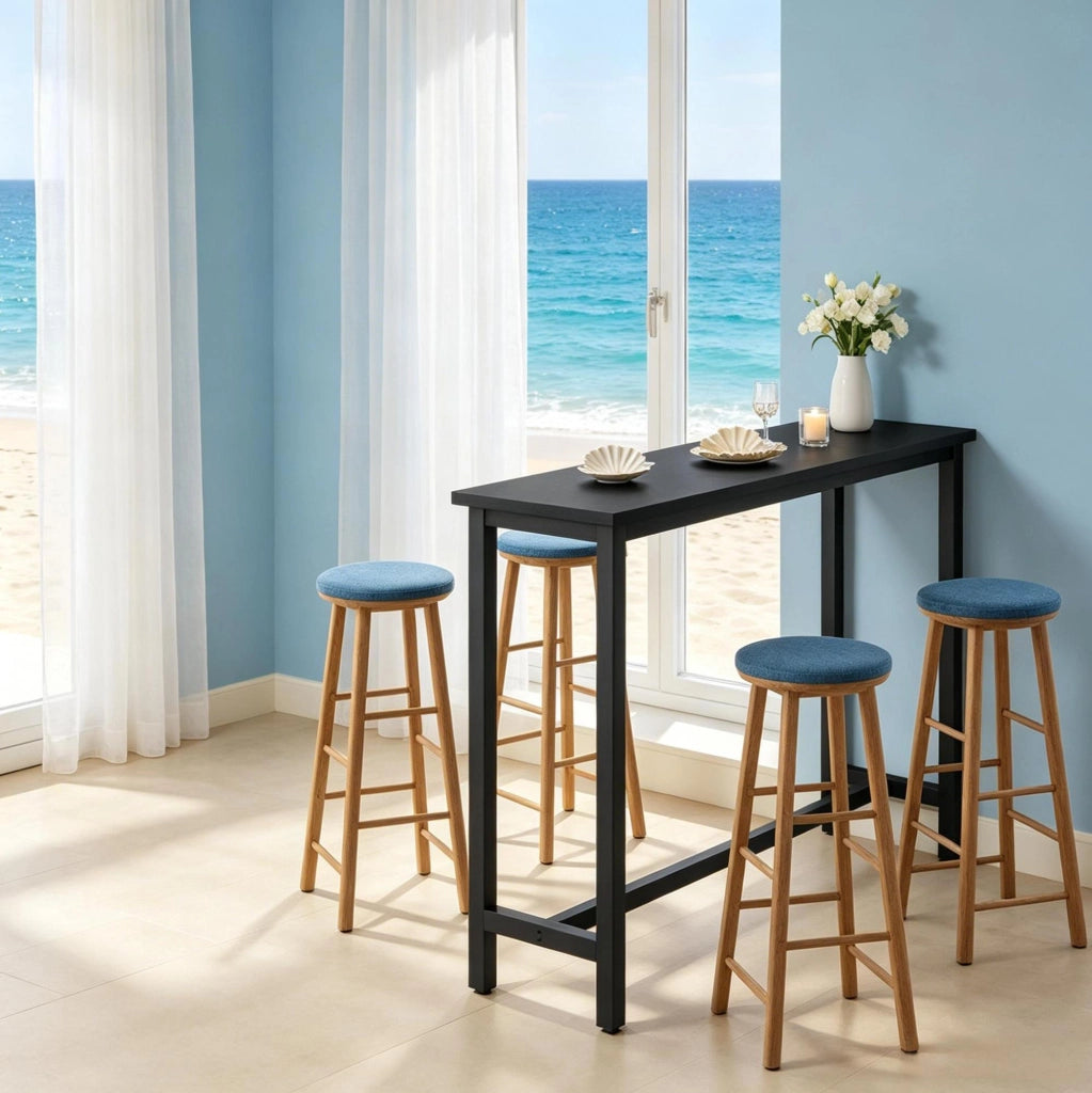 Tavolo da bar in MDF e metallo nero 140 x 100 x 40 cm