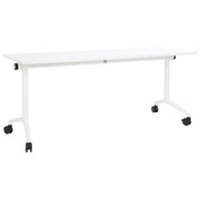 Scrivania rettangolare pieghevole con rotelle portatile con struttura in metallo bianco 180 x 60 cm stile moderno
