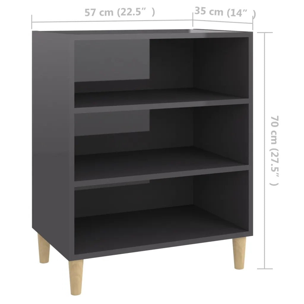 Credenza Grigio Lucido 57x35x70 cm in Legno Multistrato 806057