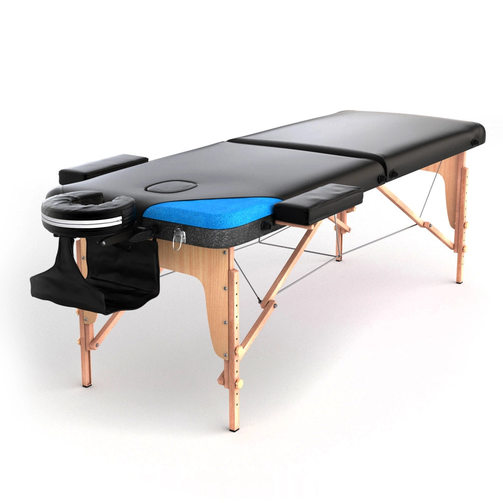 FENIXSHOP24 LETTINO MASSAGGIO PROFESSIONALE 2 ZONE - LETTINO MASSAGGI,LETTINO ESTETISTA FISIOTERAPIA,TATTOO, IN LEGNO PORTATILE RICHIUDIBILE COD-12 (NERO)