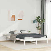 Letto con Tavolini Laterali Bianco 140 x 220 cm Pino massello