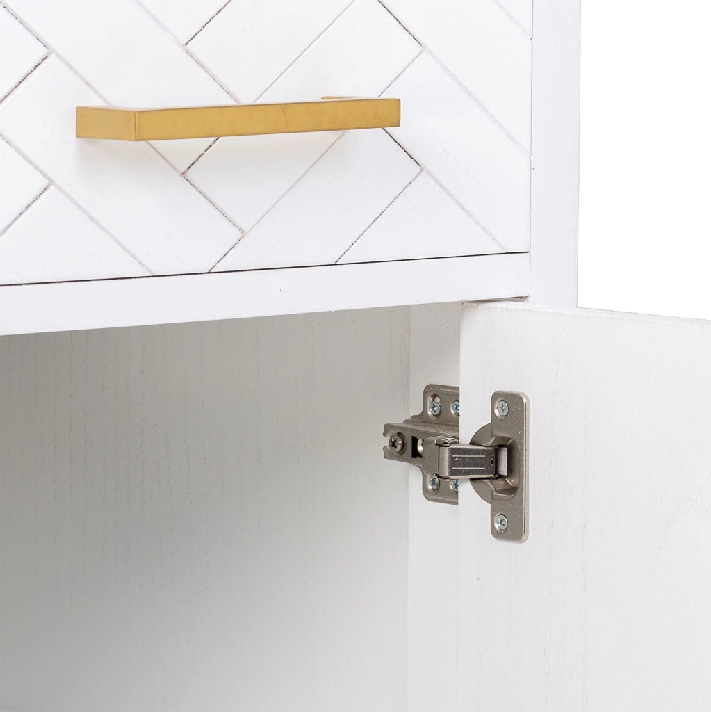 Credenza con 2 cassetti e 2 ante in legno e metallo bianco 80x39,5x89