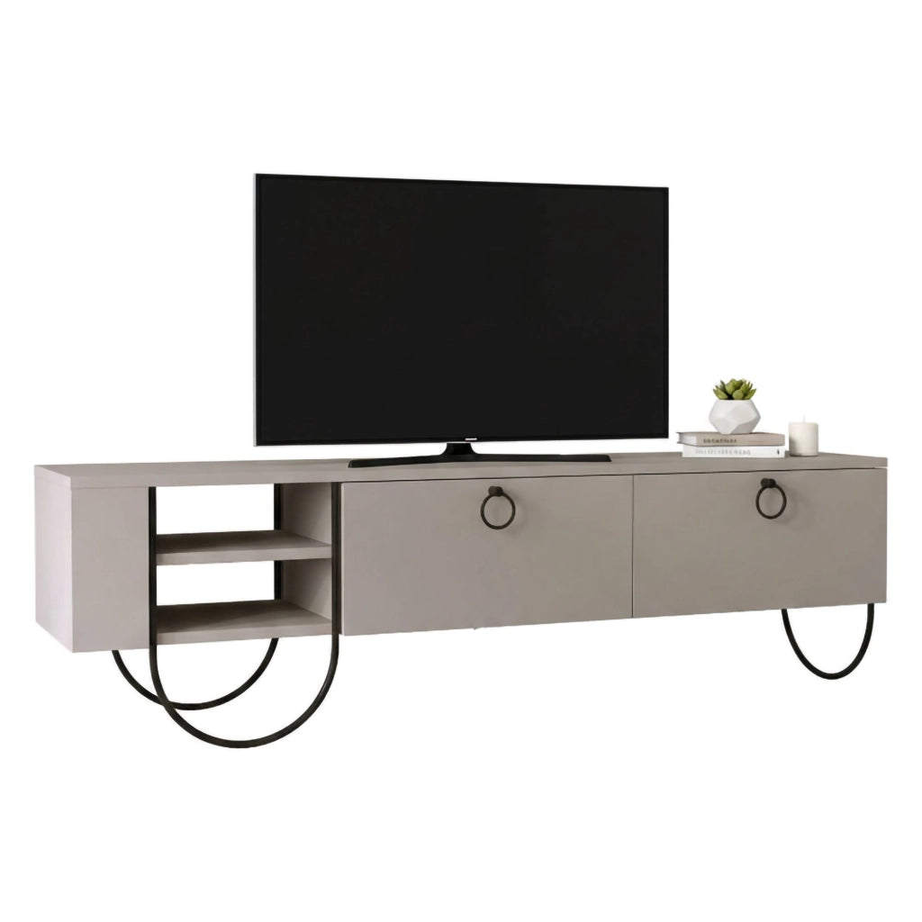 Adige, Mobile Porta tv 2 Cassetti, 150x36x44h cm Beige