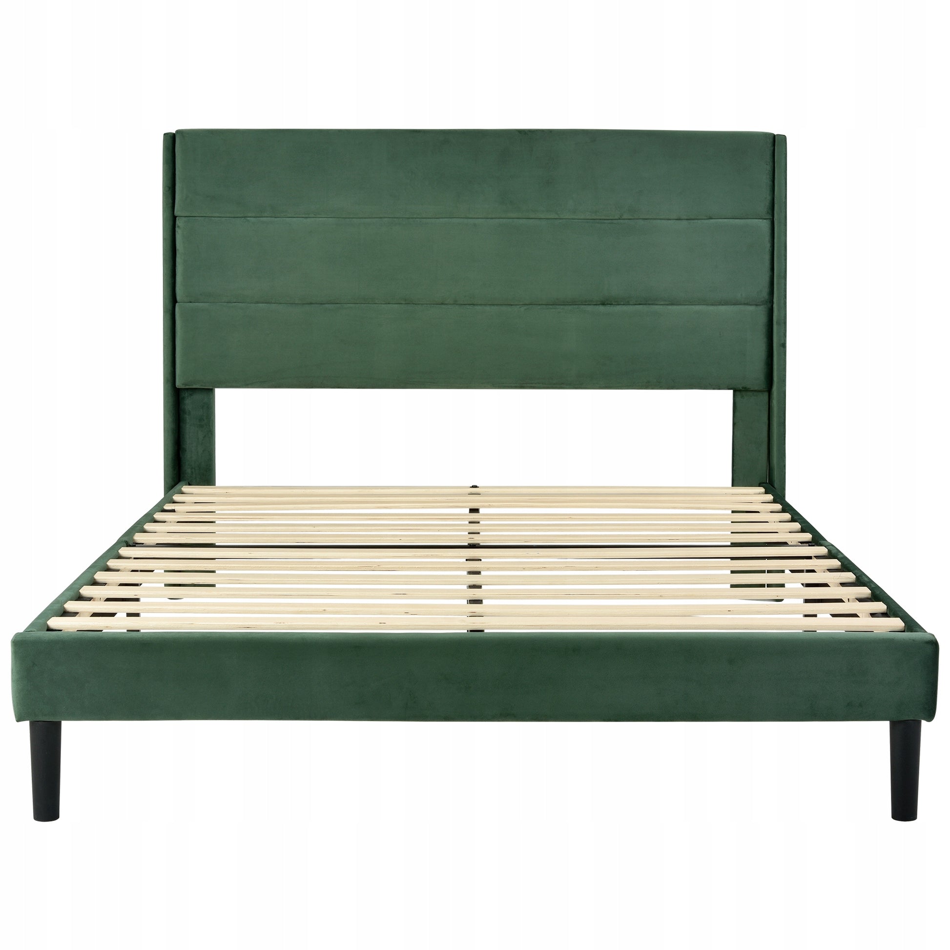 Letto moderno per giovani - Xylo - 140x200 - Verde scuro - Velluto