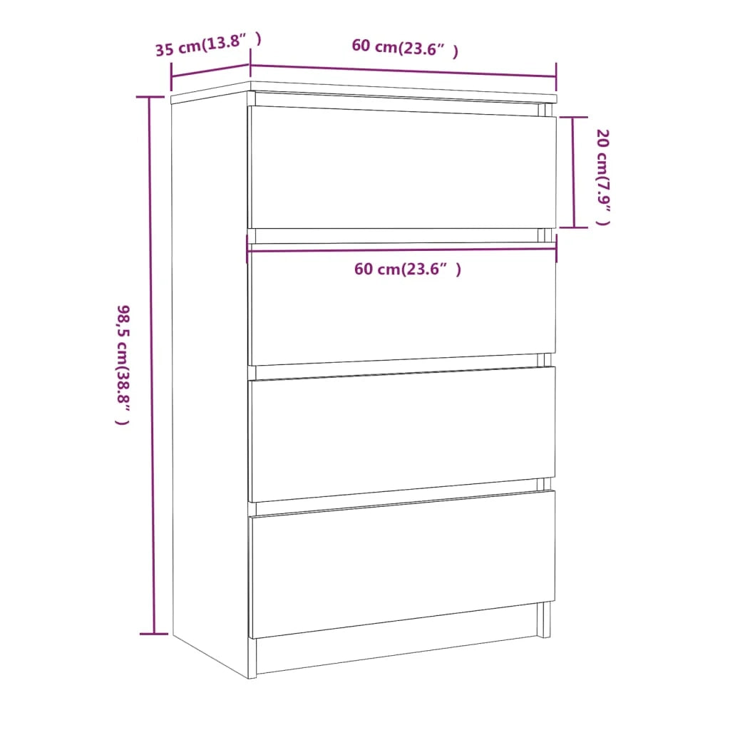 Buffet credenza cassettiera mobiletto mobile contenitore organizer per cucina soggiorno salotto 60 x 35 x 98,5 cm legno ingegnerizzato marrone 02_0030998