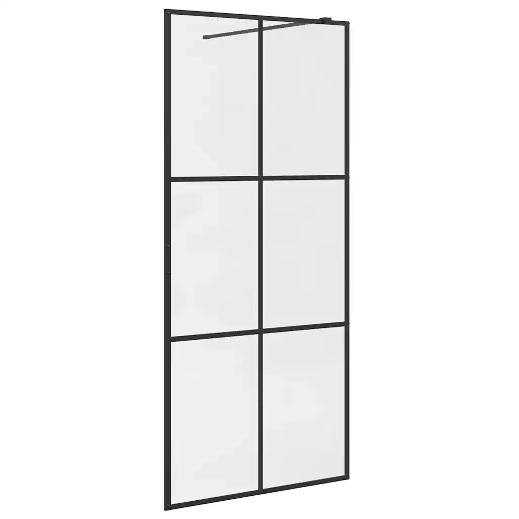 Parete per Doccia Walk-in Vetro Trasparente ESG 90x195 cm Nera cod mxl 39301