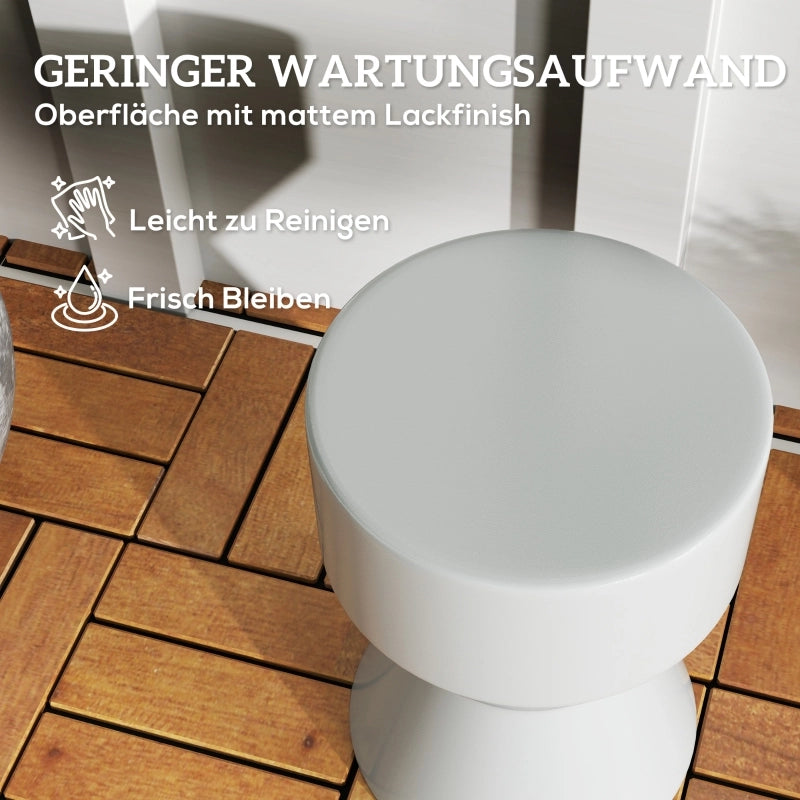 Sgabello in ceramica resistente alle intemperie a forma di clessidra per giardino e terrazzo grigio chiaro