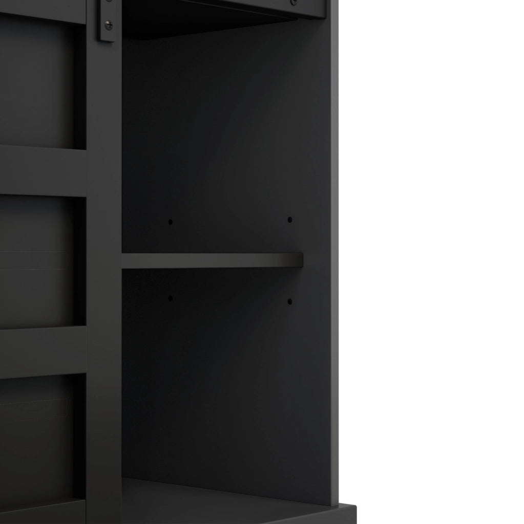 Mobile cucina multifunzione con LED; prese USB e 2 ante scorrevoli; 120x40x150 cm; nero