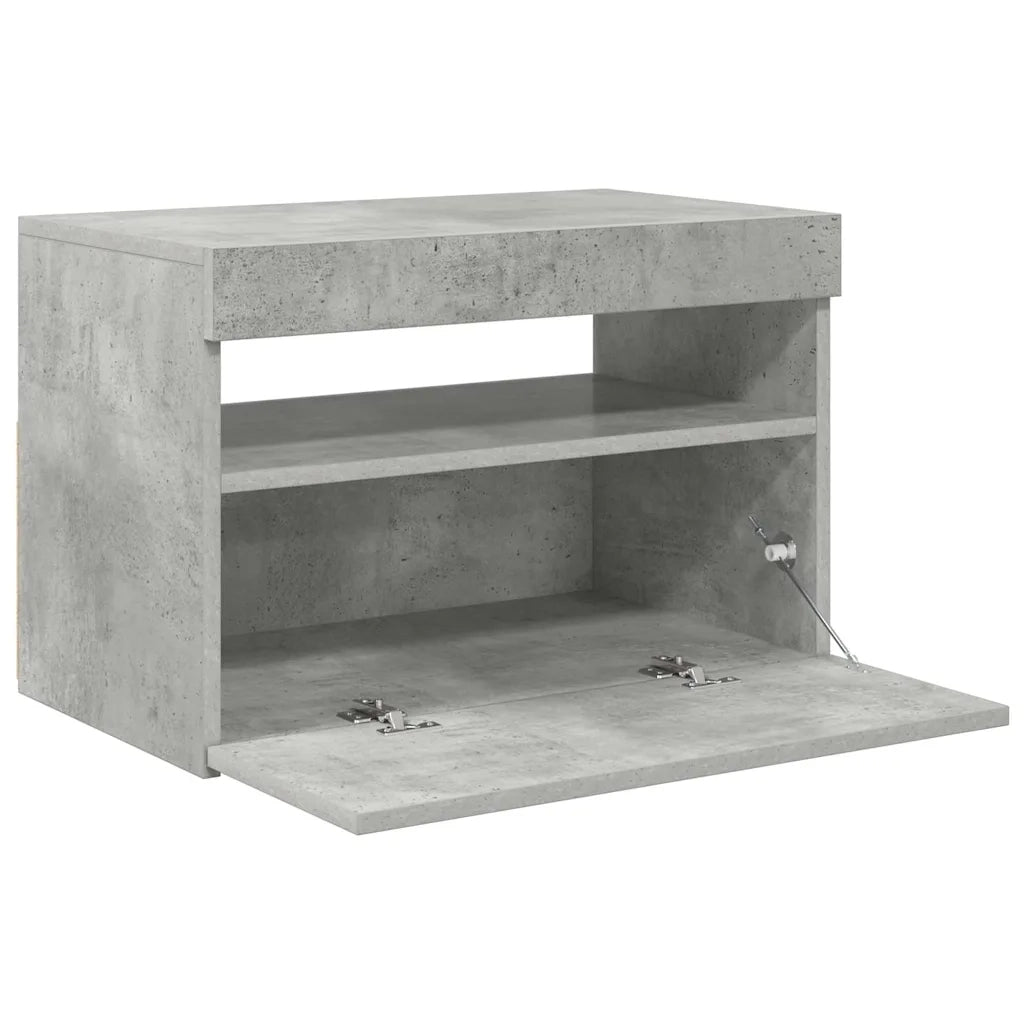 Mobile TV | Armadietto TV | Mobile Porta TV con Luci LED Grigio Cemento 60x35x40 cm