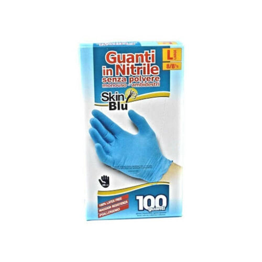 Trade Shop - Set 100 Pezzi Guanti In Nitrile Blu Monouso Senza Polvere Taglia S M L Xl -