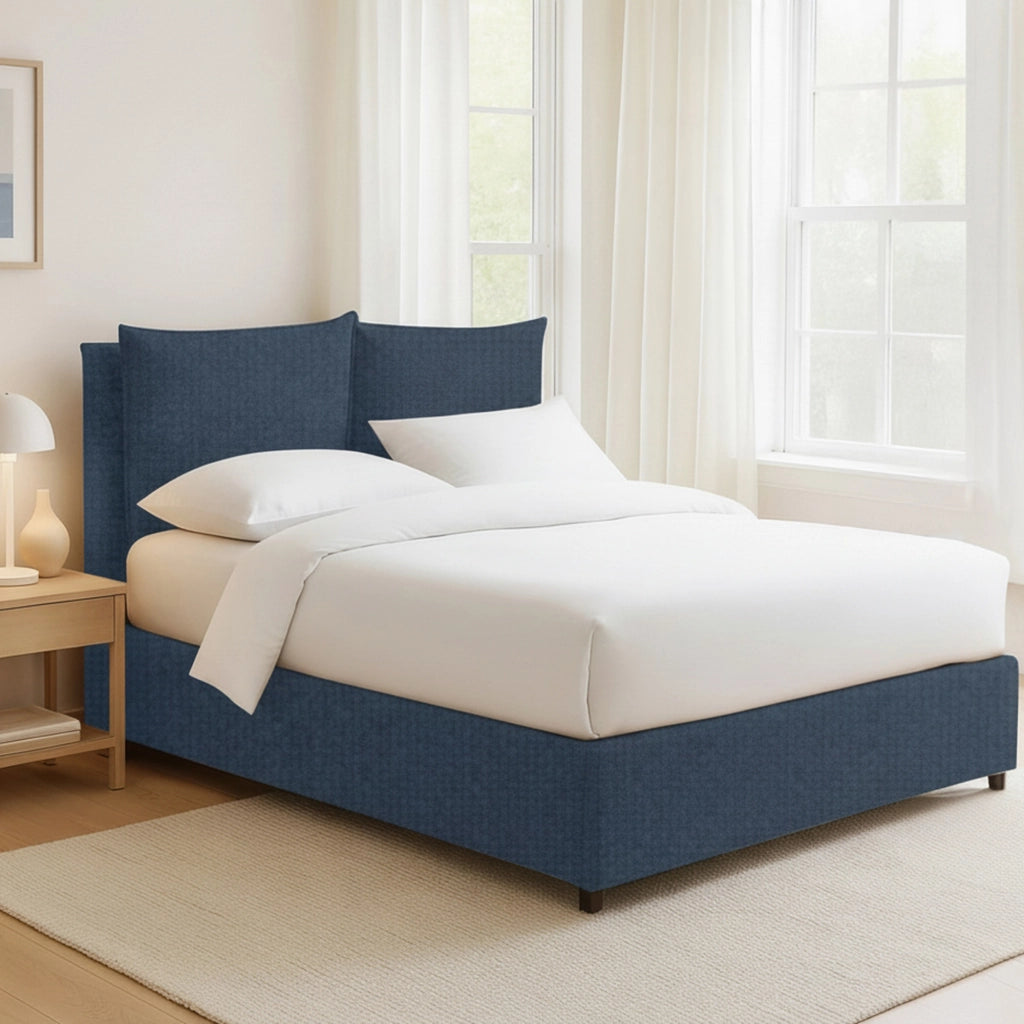 Formby, Letto Matrimoniale Sfoderabile Made in Italy, blu