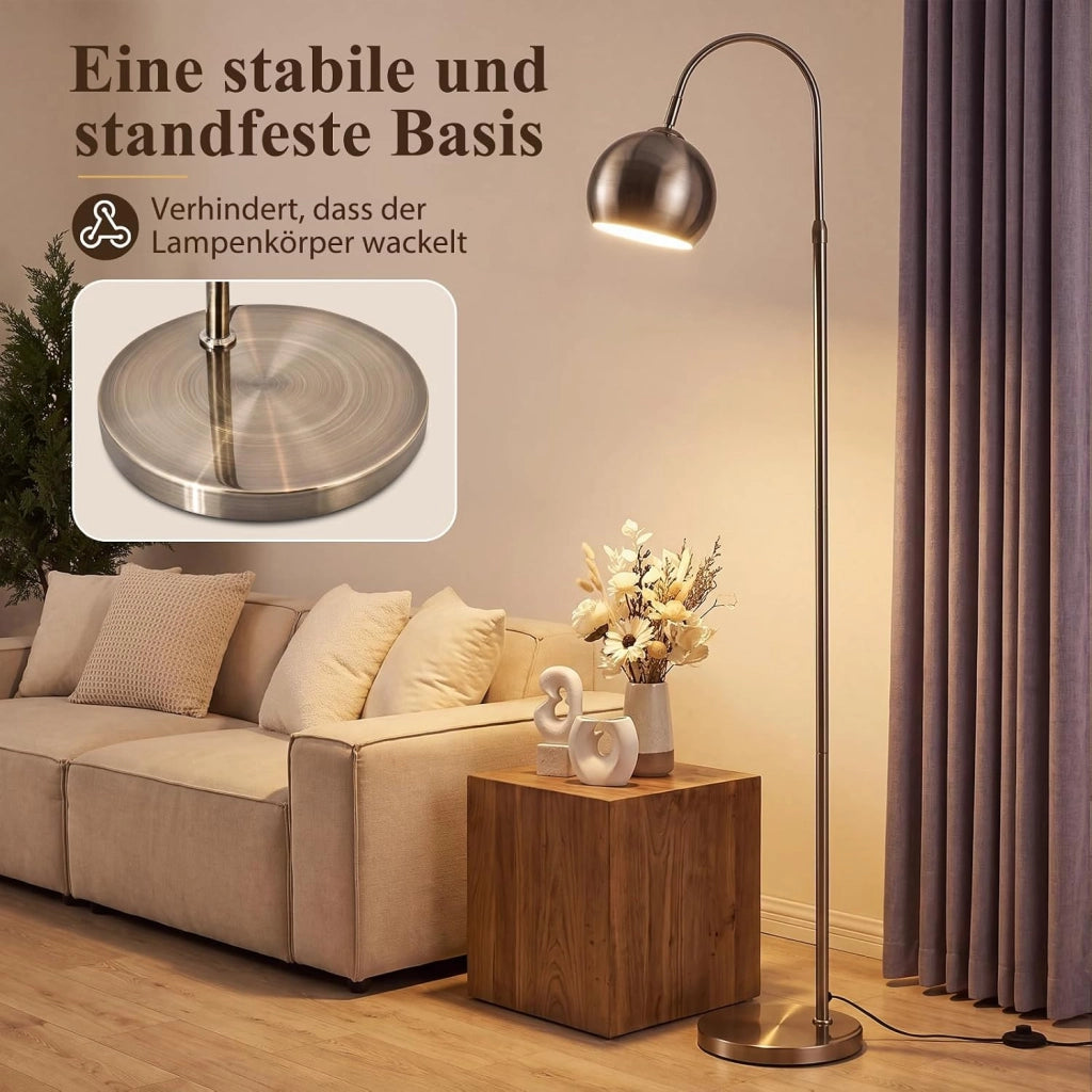 ZMH Lampada da Terra ad Arco E27 Bronzo Antico Altezza Regolabile 160cm per Soggiorno Senza Lampadina