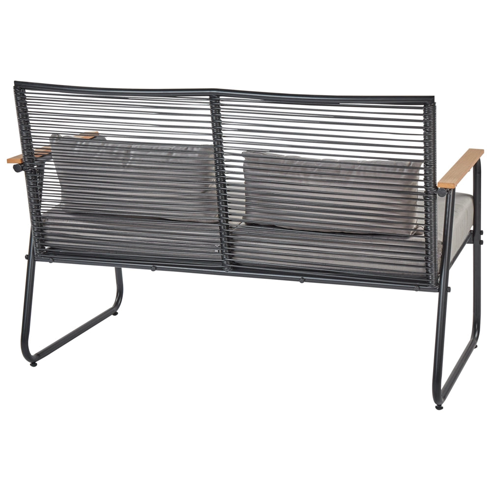Set da giardino in acciaio nero con cuscini grigi Set da salotto 4 posti Tavolo moderno