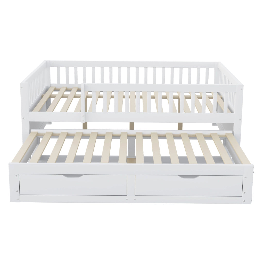 Letto 140x200 cm con letto estraibile; 2 cassetti e barriera di sicurezza; bianco