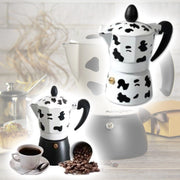 Trade Shop - Caffettiera Moka Caffè 2 Tazze Alluminio Mucca In Alluminio Mukka Caffe Espresso -