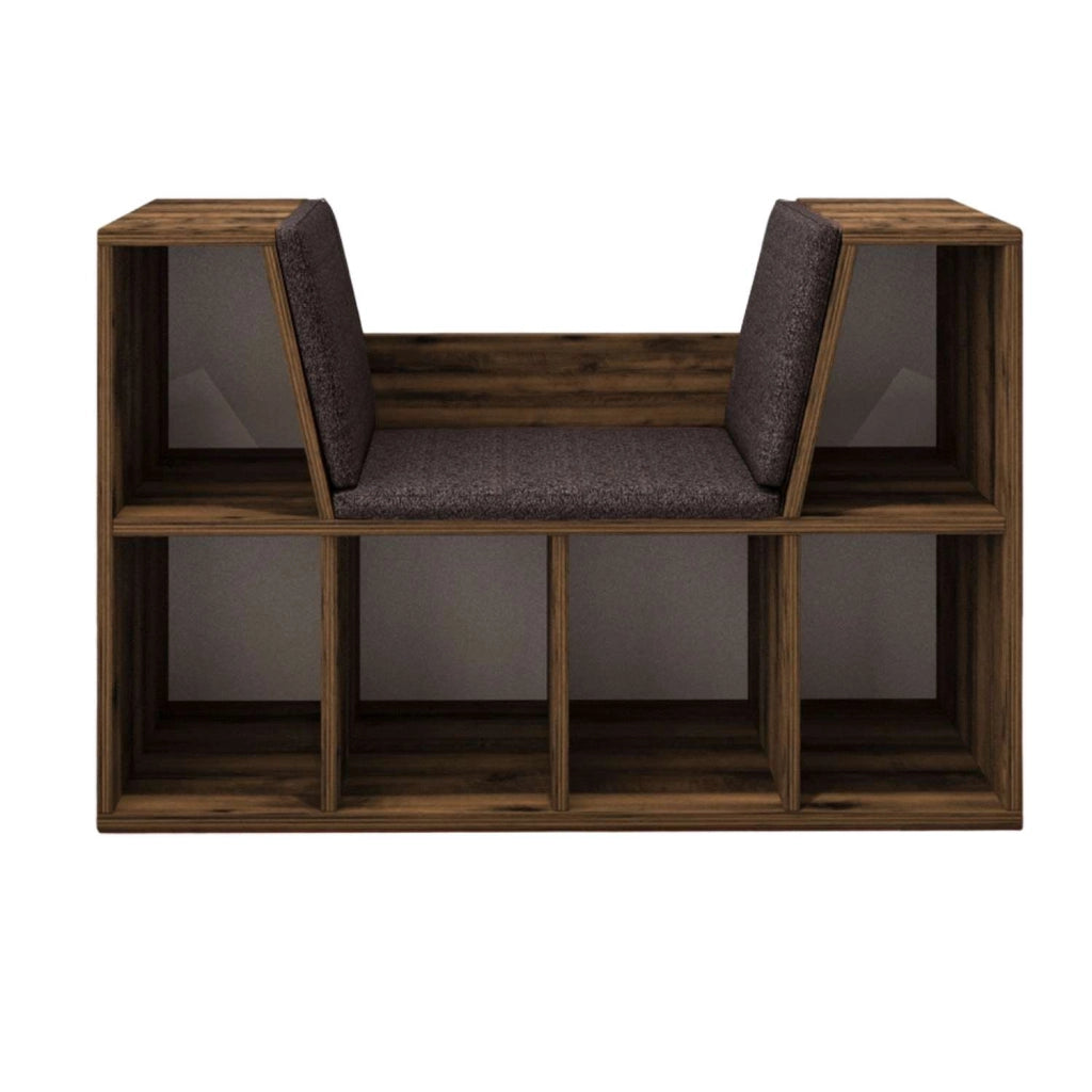 Libreria "Livora" con seduta in legno - 103 x 30 x 63 cm - Marrone