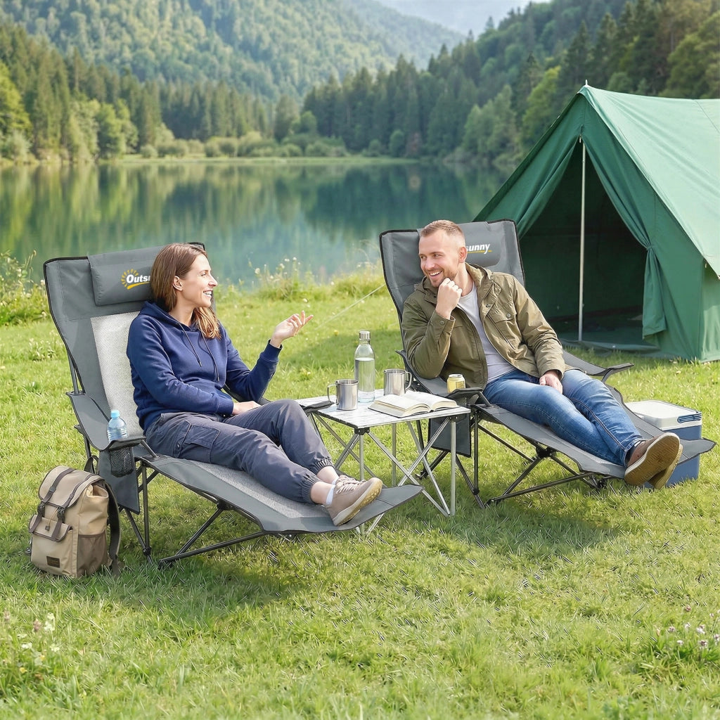 Sedia da pranzo pieghevole con poggiapiedi ¨C zephmum ¨C grigio 125x80x90cm