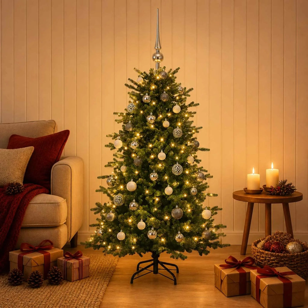 Albero di Natale artificiale con palline 120 cm 150 LED 3466173