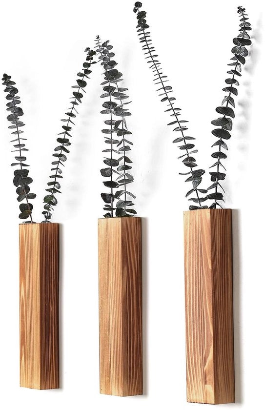Decorazione per parete in legno - moderno stile - 3 pezzi - per decorare con piante - adatto per la stanza da bagno - colore miele