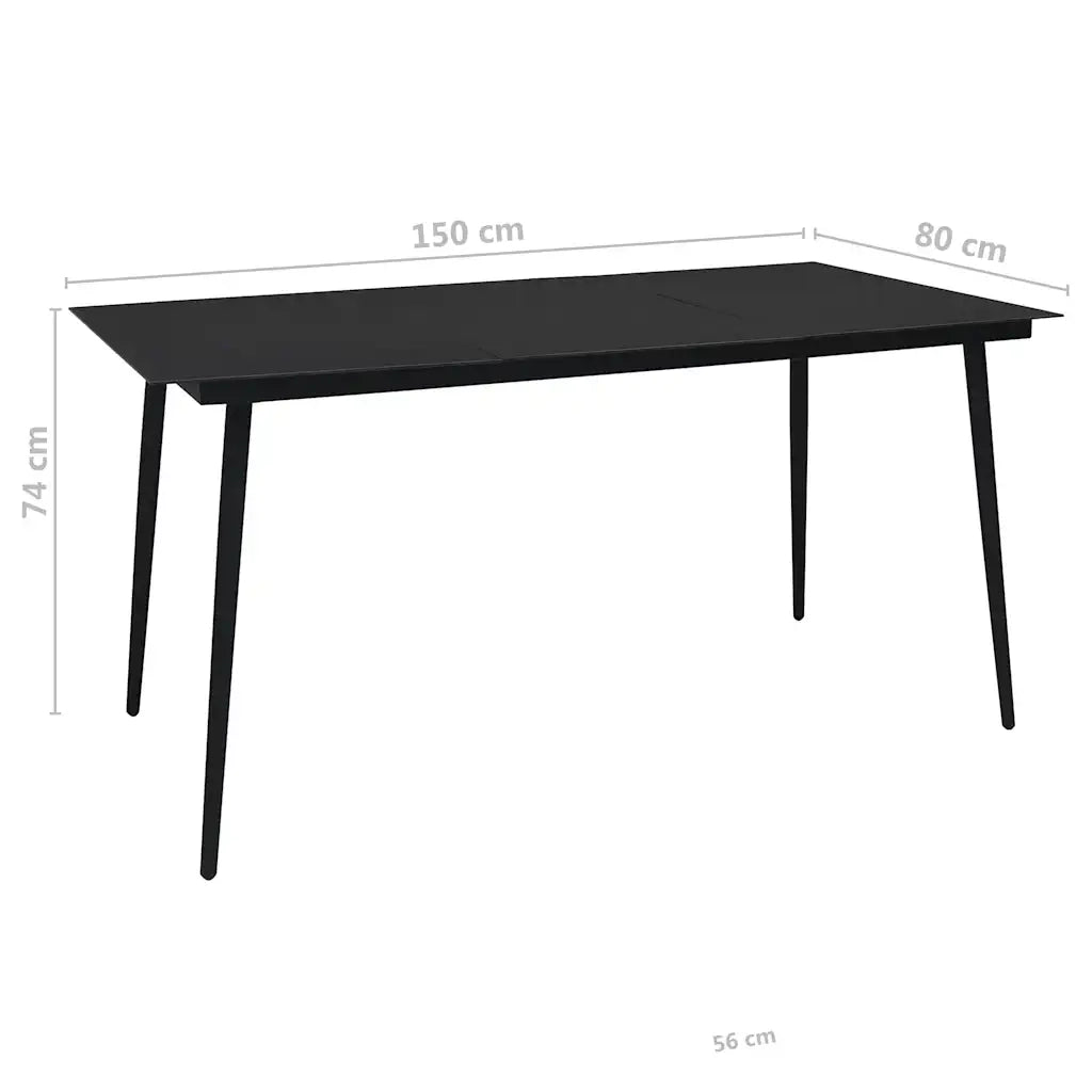 Set da Pranzo da Esterni 7 pz | Set Salotto da Giardino in Corda di Cotone e Acciaio Nero