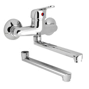 Miscelatore a muro in ottone lavello cucina con 2 canne erogazione orientabile