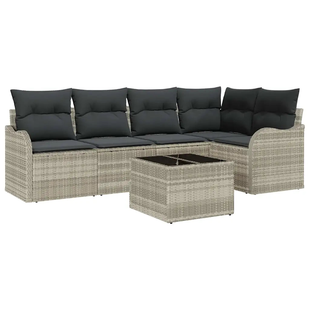 Set Divano da Giardino 6 pcs Grigio chiaro Poly Rattan 3345712