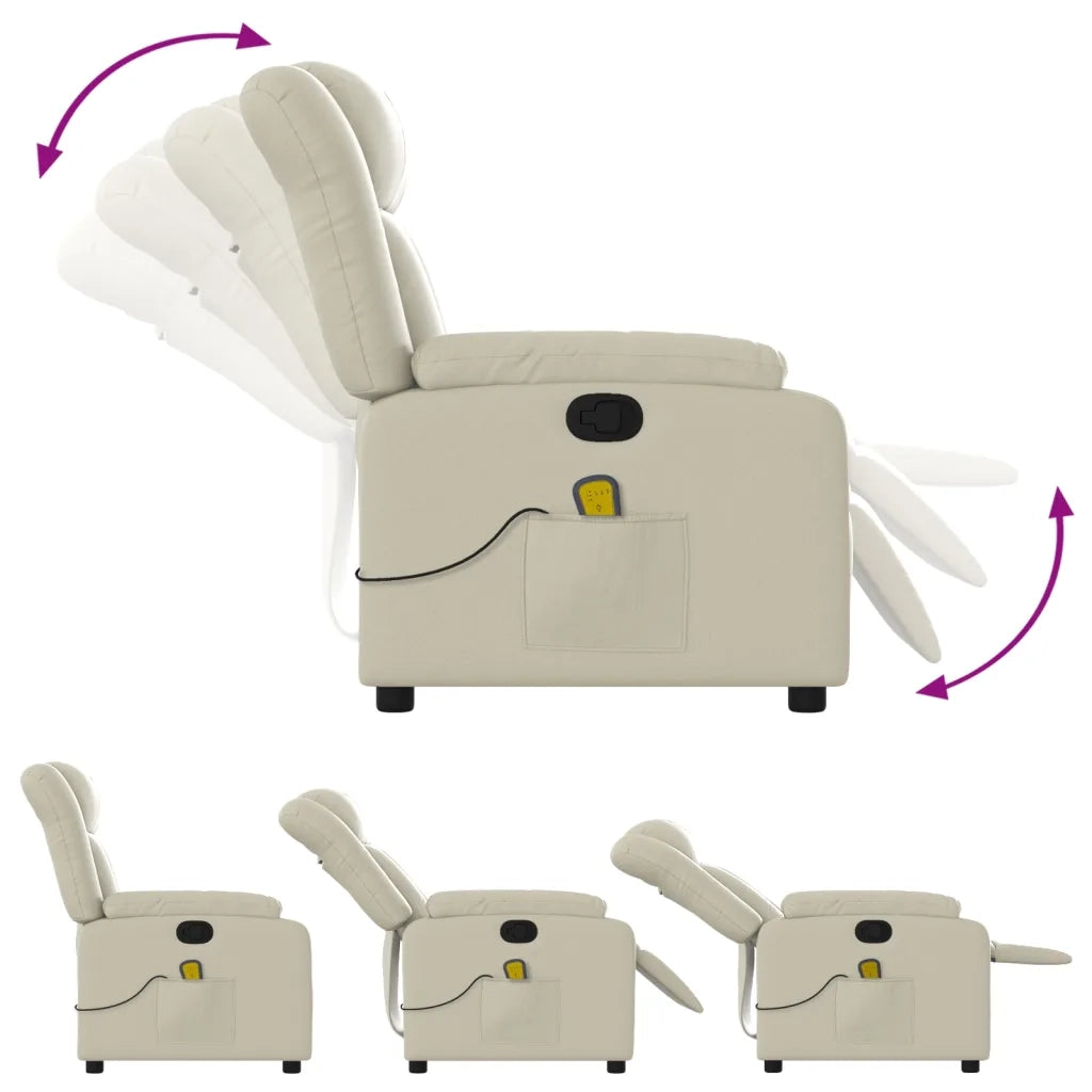 Divano Sedia-Poltrona reclinabile massaggiante in Similpelle Crema 616844