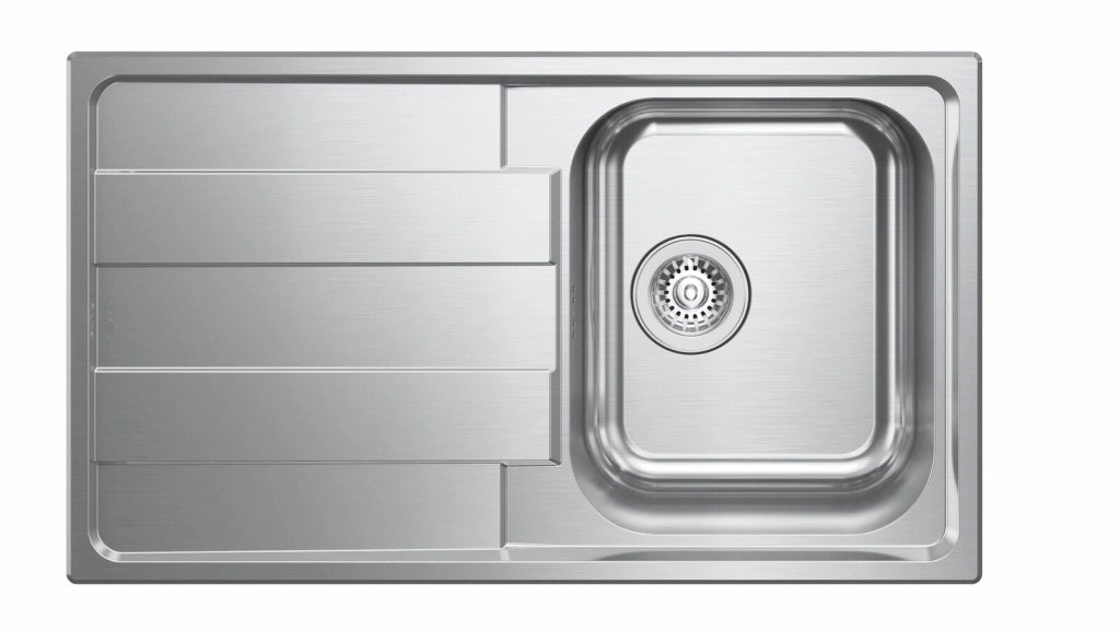 CM 015723 LEVANTE Lavello montato su piano 1 vasca Acciaio inox satinato con scolapiatti posizionabile (86x50 cm) colore Argento