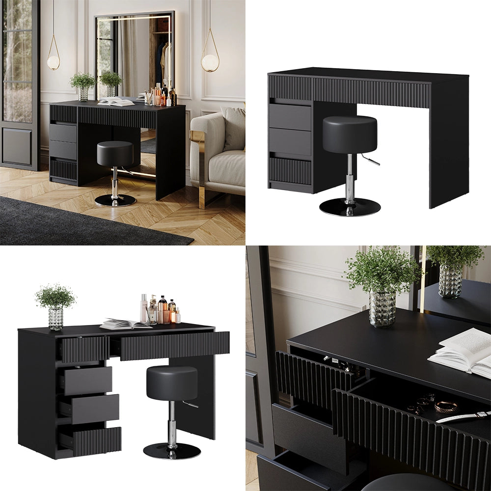 Vicco Tavolino da toeletta Nero 120 cm con sgabello