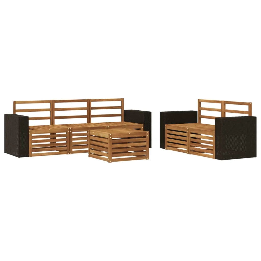 Set di divani da esterno 6 pz Naturale Legno di Acacia Massello 3384030