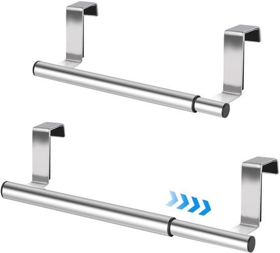 Due supporti per asciugamani per cucina senza forare, supporto per asciugamani da appendere, estensibile 25-40CM, acciaio inox, per sportelli e ante di armadi