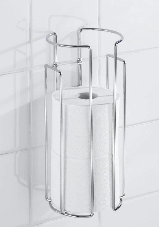 Supporto per carta igienica in acciaio inox - Libero o da appendere con spazio di stoccaggio per 3 rotoli