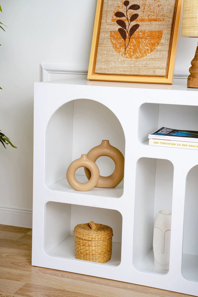 Credenza in legno "Lessa" - 80 x 37 x 74 cm - Bianco